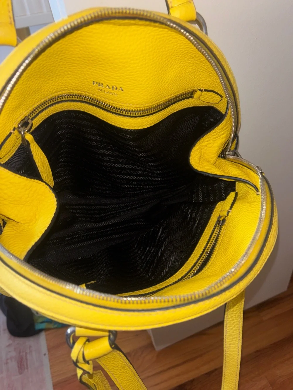 Zip Around Convertible Dome Satchel Vitello Daino Medium- Prada Bag